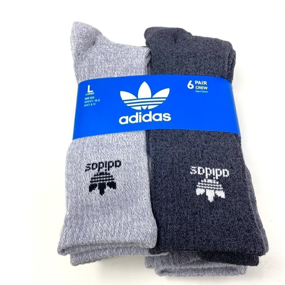 Adidas Originals Trefoil 6 Pack Crew Socks Size Large 9.5-12  B32